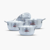 Klassic Aluminium Steel Crescent Series Cooking Pots Set - Premium Cookware for Gas and Electric Stove, Easy to Clean, Durable - Klassic Kitchenware UK